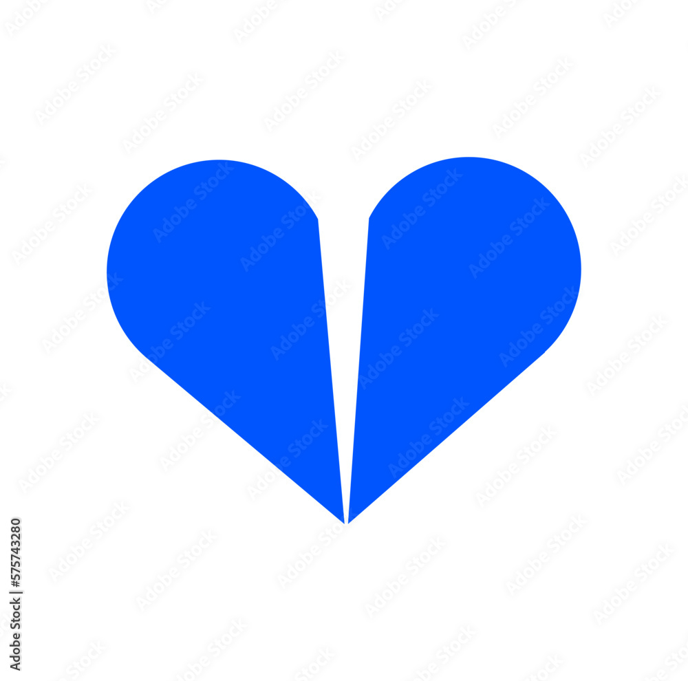 A blue broken heart vector icon. Single cracked blue heart. A blue broken heart vector icon. Single cracked blue heart.