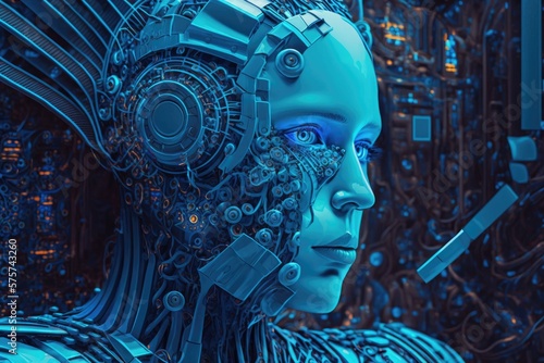 Smart sentient being, robot. Generative AI.