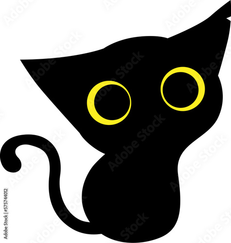 Cute and simple black kitten or void cat with huge eyes. Vector illustration. © zsooofija