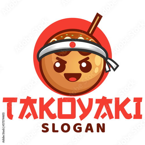 Quadro em tela Modern flat design simple minimalist cute takoyaki mascot character logo icon de