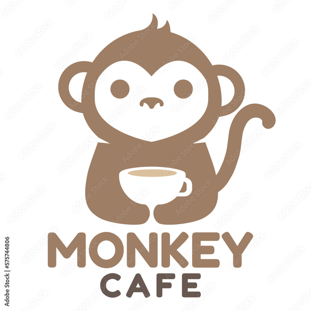 Modern mascot flat design simple minimalist cute monkey logo icon design template vector with modern illustration concept style for cafe, coffee shop, restaurant, badge, emblem and label Modern mascot flat design simple minimalist cute monkey logo icon design template vector with modern illustration concept style for cafe, coffee shop, restaurant, badge, emblem and label
