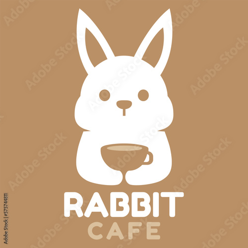 Modern mascot flat design simple minimalist cute rabbit bunny logo icon design template vector with modern illustration concept style for cafe, coffee shop, restaurant, badge, emblem and label