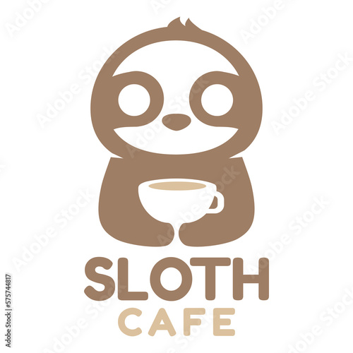 Modern mascot flat design simple minimalist cute sloth Cafe logo icon design template vector with modern illustration concept style for cafe, coffee shop, restaurant, badge, emblem and label