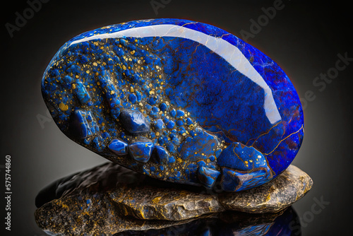 generative ai illustration of lapis lazuli mineral gemstones, tumbled and polished photo