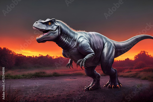 T-rex dinosaur predator in jungle   prehistoric monster animal.Generative AI