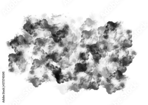 Schwarzer, Dunkler Rauch, Wasserfarben auf Transparenten Hintergrund, Wolken