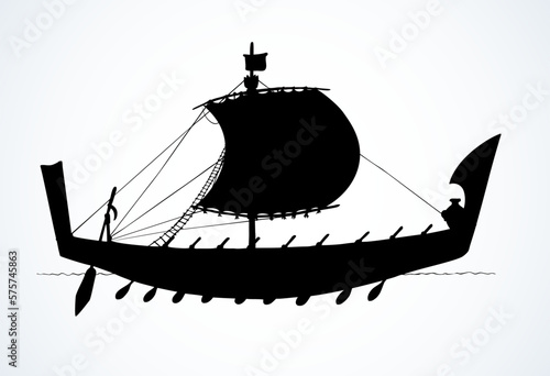 Vector illustration. Ancient Phoenician ship