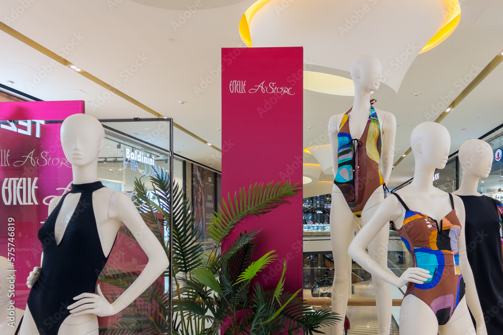 Moscow,Russia 02 20 2023 Clothes magazine shop in Paveletskaya plaza ...