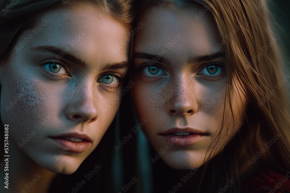 Two Girls Facing the Camera. Two Girls Facing the Camera.