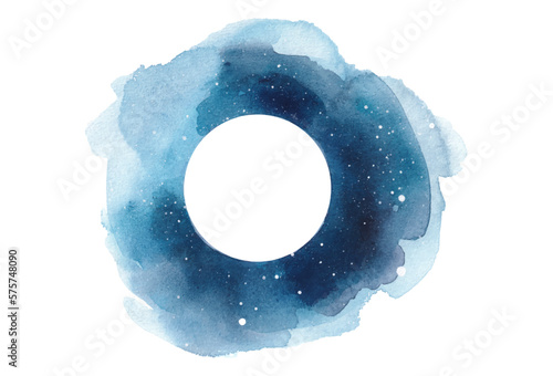 Abstract watercolor night sky with full moon illustration