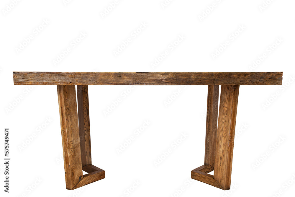 handmade table made of natural elm wood, isolated on a white background handmade table made of natural elm wood, isolated on a white background