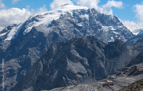 The majestic peak of Orltes, nearly 4000 mountain in Alps, South Tyrol, view from Stelvio Pass, Italy.