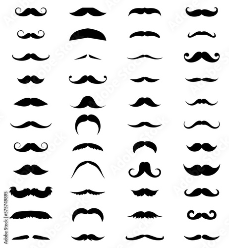 mustache collection set vector. Different mustache collection. Vector illustration. Black Hipster Mustache Icon Set. Vector Illustration isolated on white background. Black mustache vector shape icon.