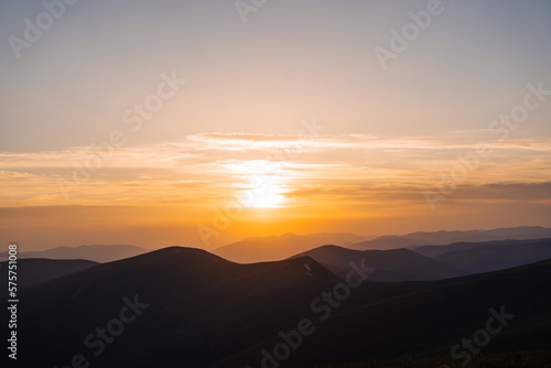 closeup view of sunset in mountains