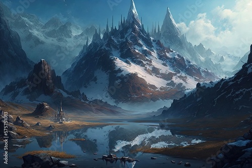 Awe and Wonder: Discovering the Majestic Fantasy Mountains Generative AI