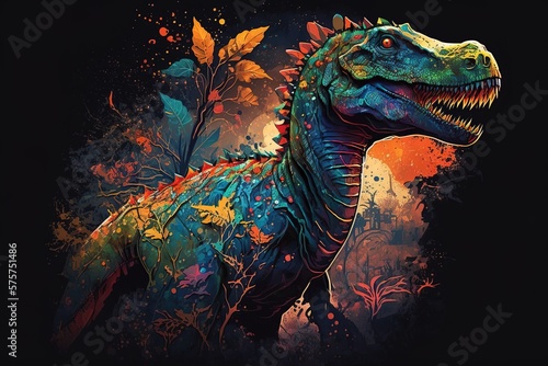 Painted with Pride and Prehistoric Style - A Colorful Dinosaur Illustration Generative AI © pngking