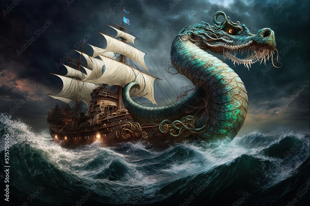The Enchanted Sea-Serpent: Legends of the Exiled Pirate Ship Generative AI