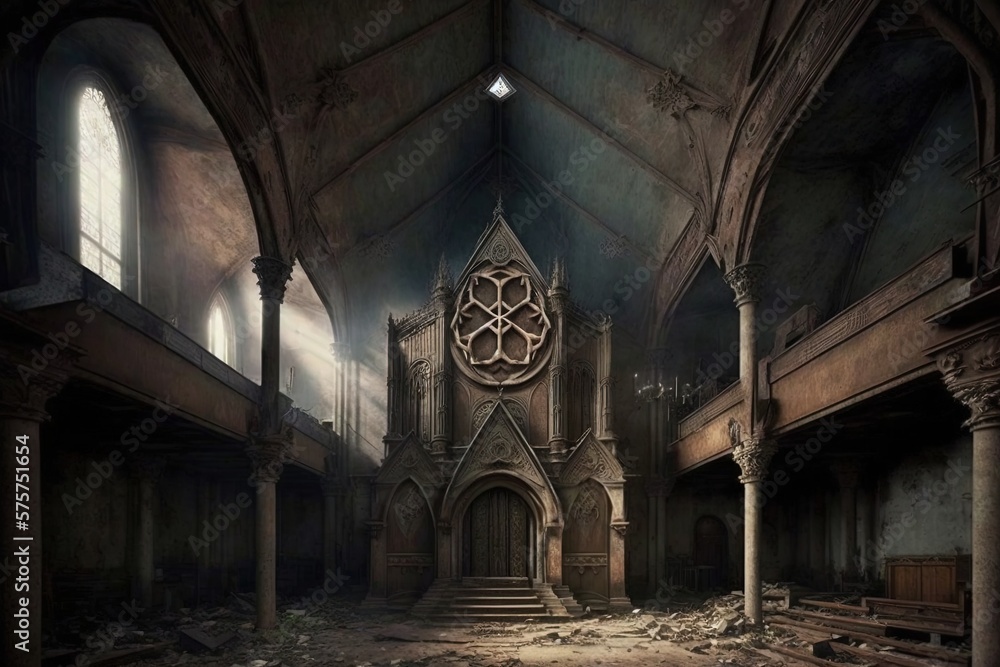 The Majestic Eeriness of an Abandoned House of Worship Generative AI