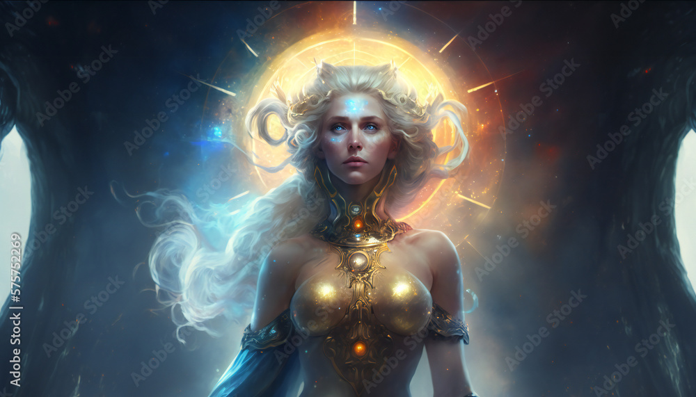 Freyja the god of love, sex, and fertility - in space - German gods - Mythologies - Generative AI	
