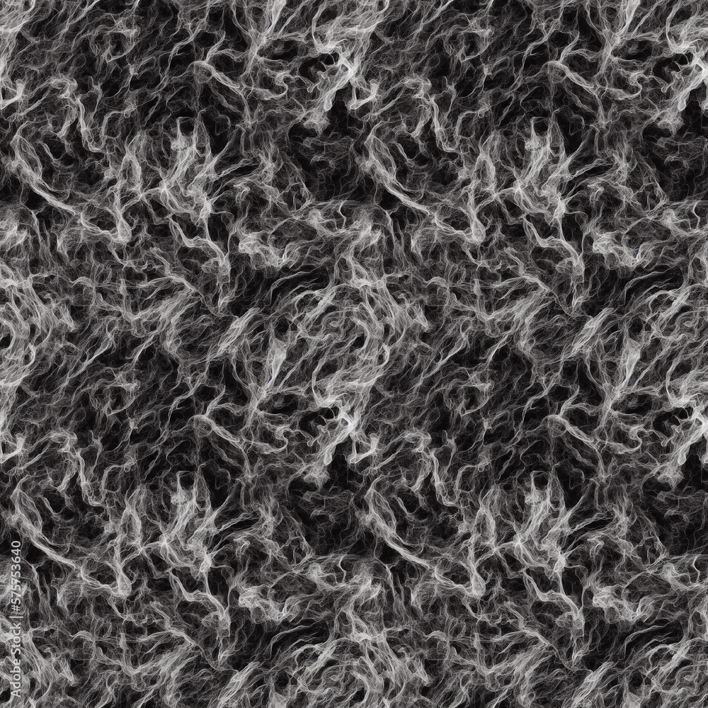 Fototapeta premium White threads of wool on a black background. Seamless monochrome illustration. Generative ai.