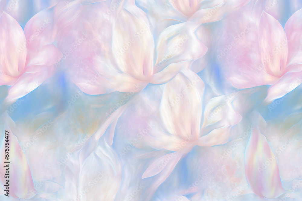 Pink Magnolia Flowers Watercolor background wallpaper