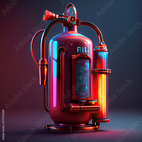 fire extinguisher futuristic neon