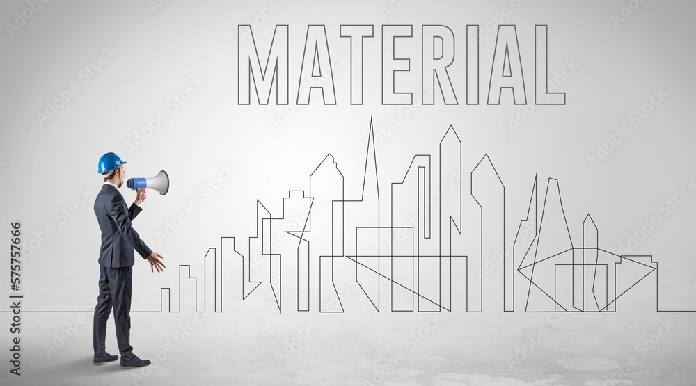 Businessman in hard hat holding blueprint Businessman in hard hat holding blueprint