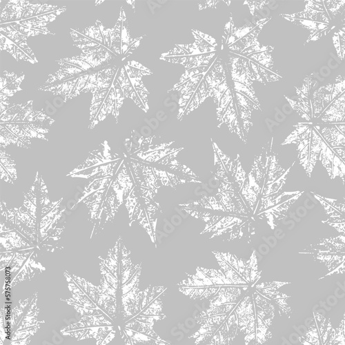 Vector seamless botanical pattern, imprinted maple leaves. Beautiful design for textile, wallpaper, wrapping paper. © Anna