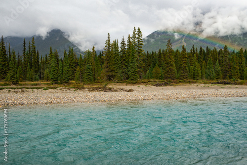 Moody river in Banff national park, Canada with stunning turquoise water