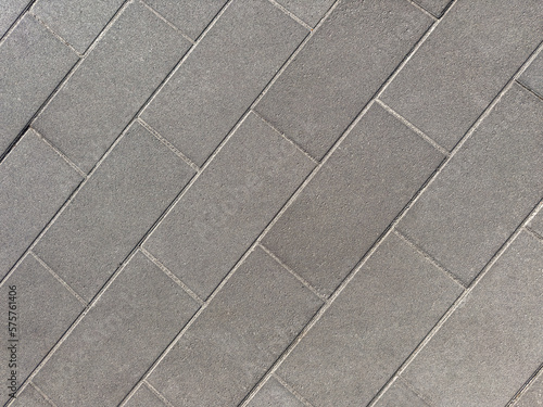 Looking down on cement tile floor