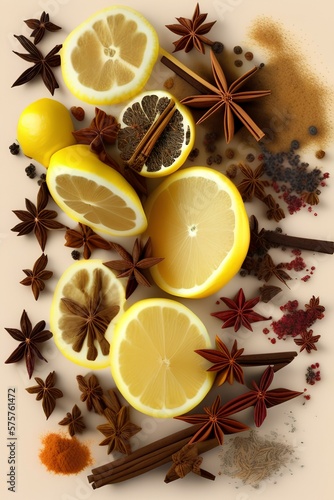 Lemon tea and spices - generative ai