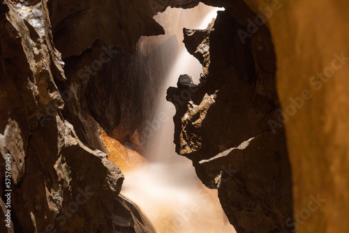 Majestic waterfall inside the Saint Beatus caves in Switzerland