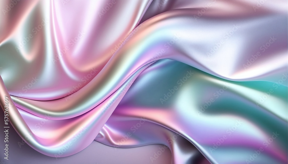Fototapeta premium Soft pastel colors and a glossy satin texture give this abstract background a calming feel, perfect for creating a peaceful atmosphere in any design. Generative AI