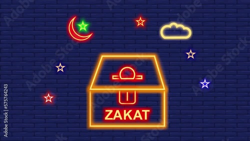 Zakat Donations Flashing Neon Video