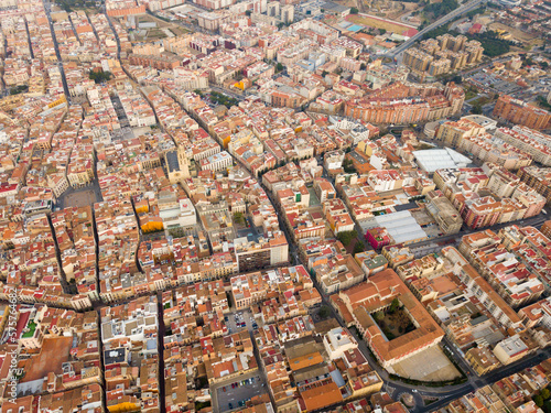 Aerial view of the roofs of the spanish city of Reus. Tarragona province. Catalonia. Spain