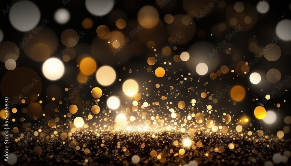 A background with dark gold sparkles and bokeh light blur. Generative Ai. A background with dark gold sparkles and bokeh light blur. Generative Ai.