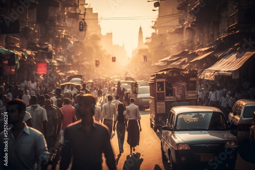the crowded streets of Mumbai. generative AI photo