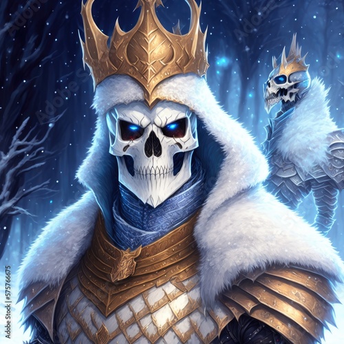 Skeleton Ice King - Creature - Magical - Powerful - Fantasy - Stylized - Game Character - Demon Hero – Warrior 