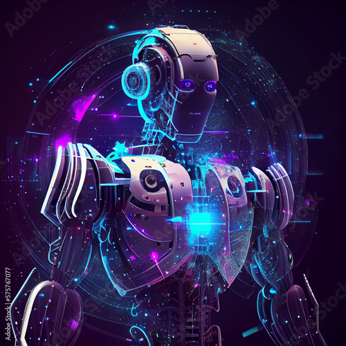 Robot with Global network connection, Internet, digital technology and big data
