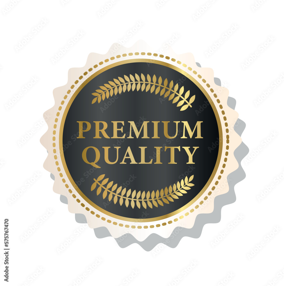 Premium quality dark gold. Evaluation of goods and services, award and achievement, trophy. Template, layout and mock up. Label, badge and emblem. Realistic flat vector illustration Premium quality dark gold. Evaluation of goods and services, award and achievement, trophy. Template, layout and mock up. Label, badge and emblem. Realistic flat vector illustration