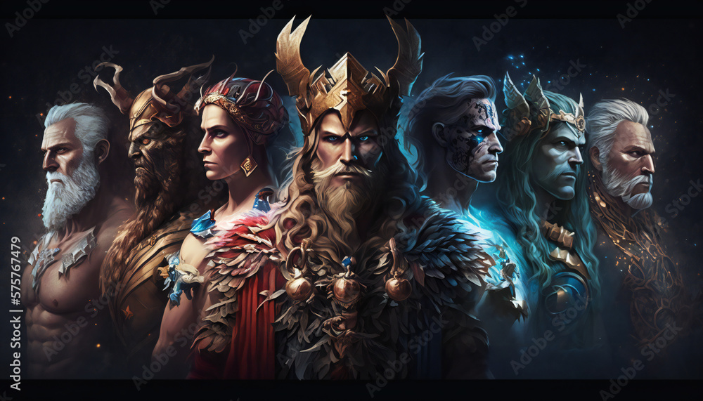 Group of German gods - Mythologies - Generative AI Group of German gods - Mythologies - Generative AI