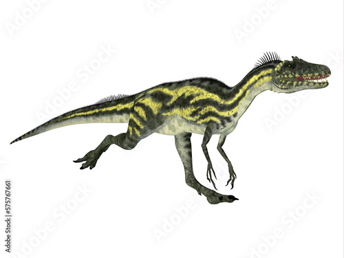 Deltadromeus Dinosaur Running - Deltadromeus was a small carnivorous theropod dinosaur that lived in Africa during the Cretaceous Period. © Catmando