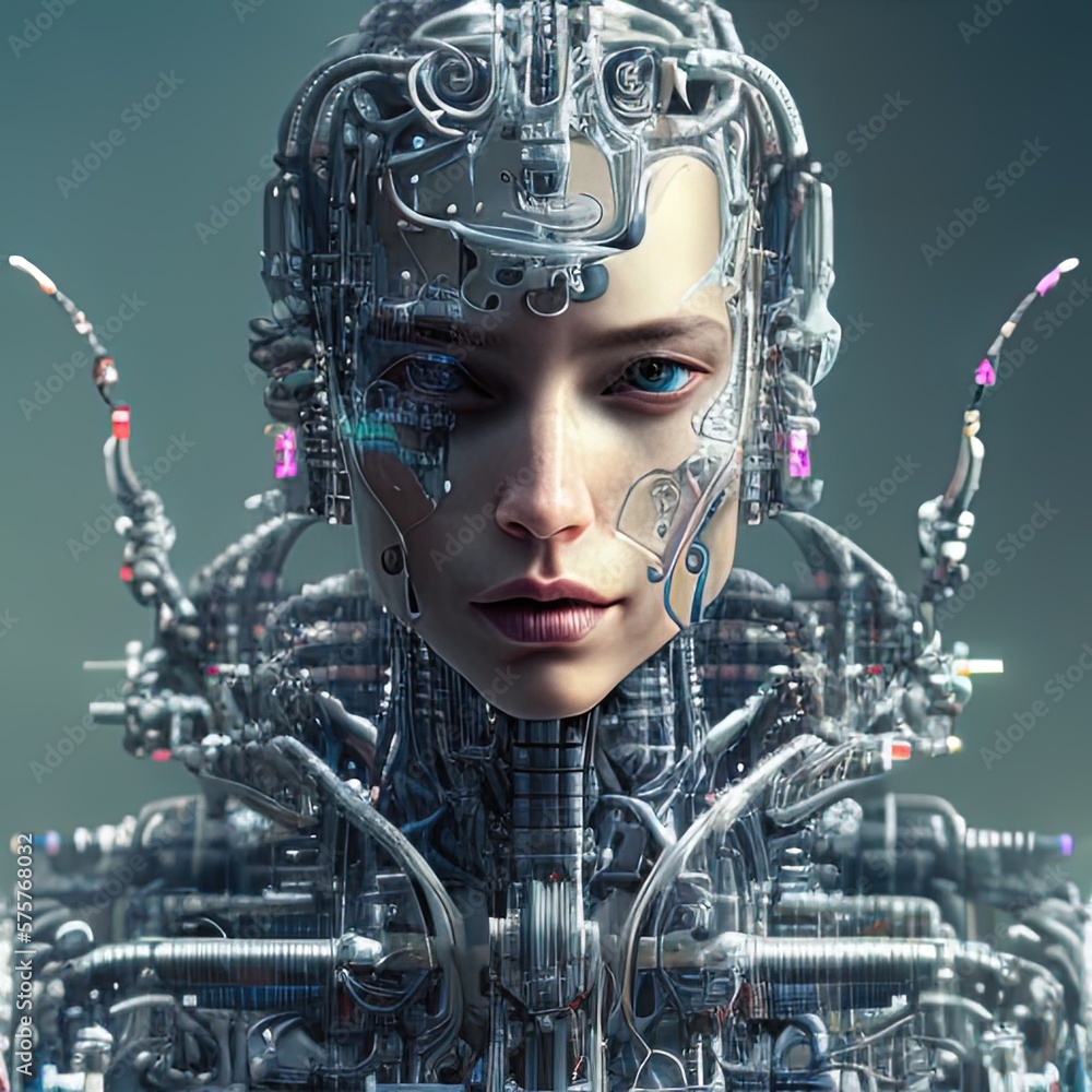 A cyborg woman concept picture potrait futuristic. Generative AI A cyborg woman concept picture potrait futuristic. Generative AI