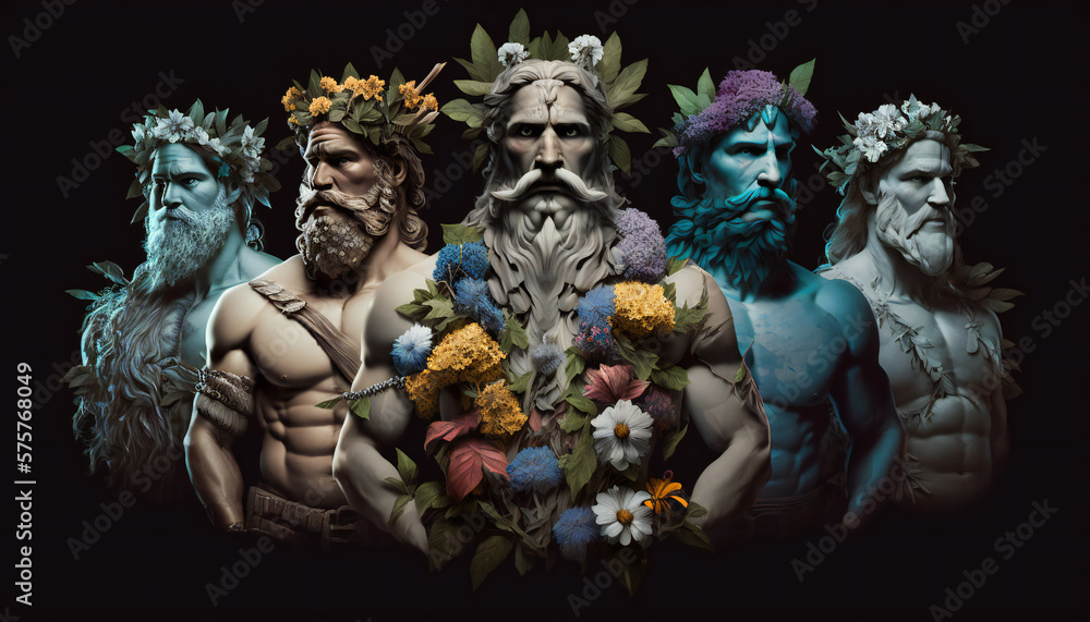 Fototapeta premium Group of German gods - Mythologies - Generative AI