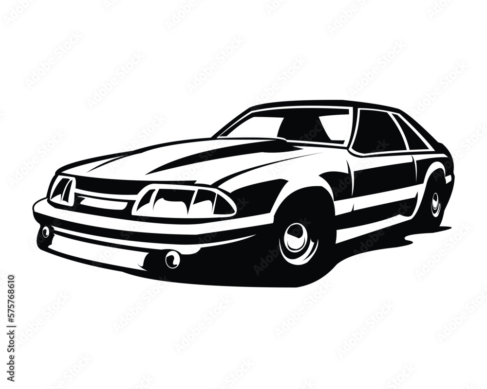 1990's mustang car vector isolated on white background showing from the side. vector illustration available in eps 10.