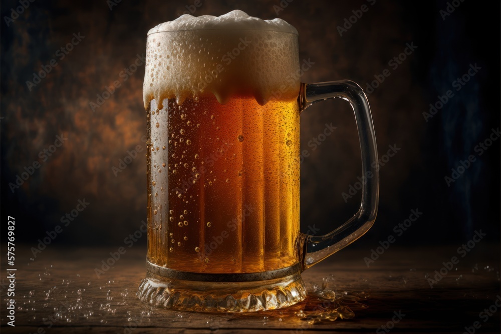 Fresh cold beer in glass, craft beer, GENERATIVE AI