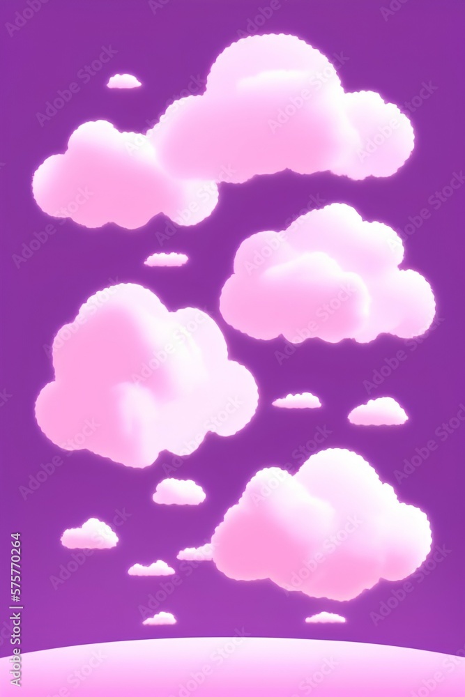 Realistic pink fluffy clouds set isolated on transparent background. Cloud sky background for your design. Vector illustration - generative ai