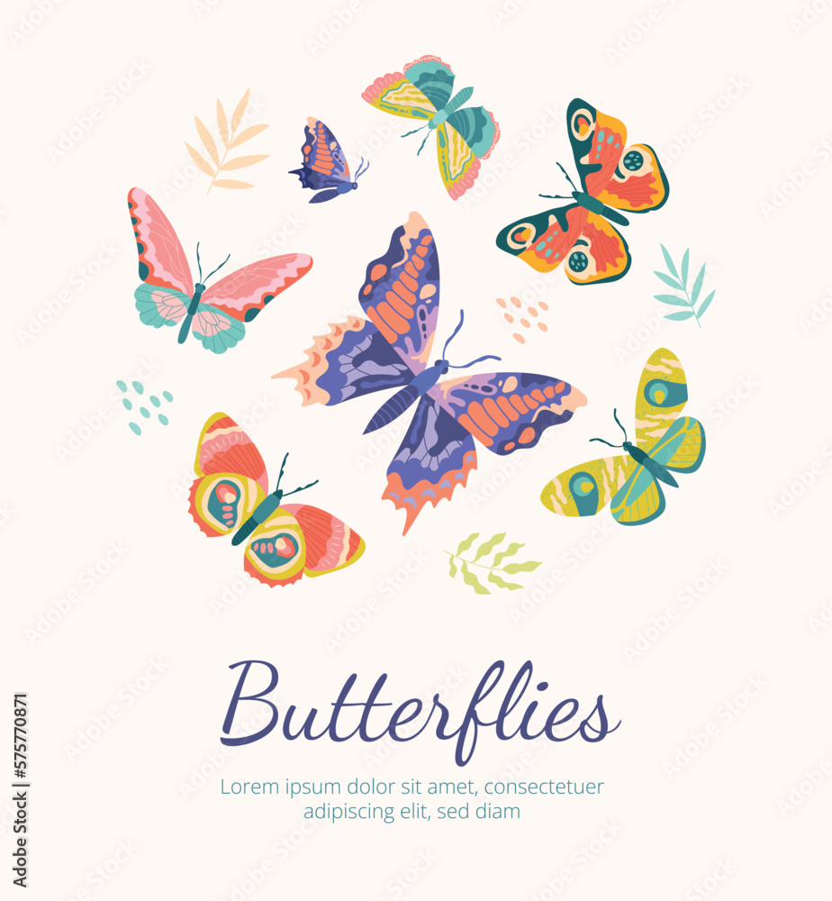 Cute butterflies banner. Insects and symbol of spring and summer seasons. Tenderness, aesthetics and elegance, beauty. Wildlife and nature. Cartoon flat vector illustration Cute butterflies banner. Insects and symbol of spring and summer seasons. Tenderness, aesthetics and elegance, beauty. Wildlife and nature. Cartoon flat vector illustration