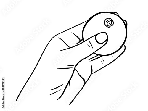 doodle sketch hand with cream on Sponge
