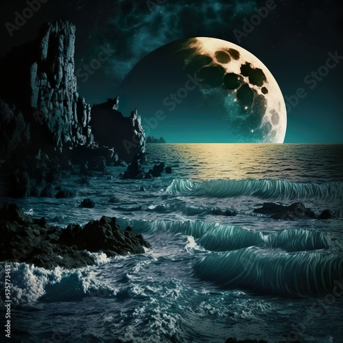 Ocean Moon Night